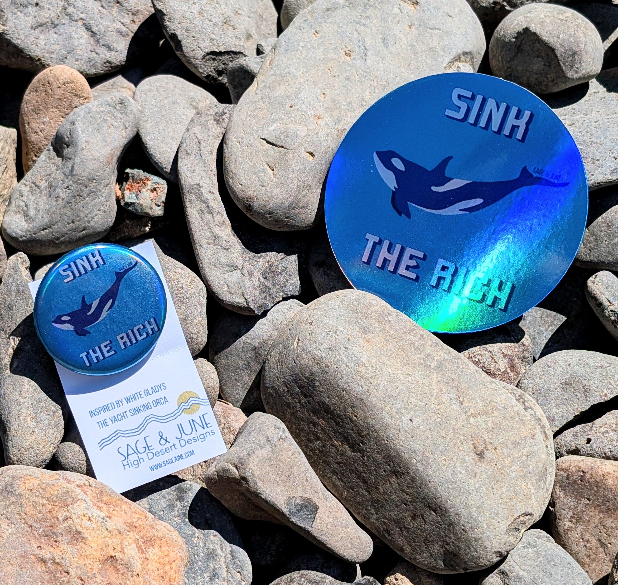 SINK THE RICH Orca Sticker and Button Pack
